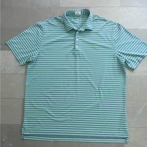 johnnie-O Blue and Green Striped Polo Shirt